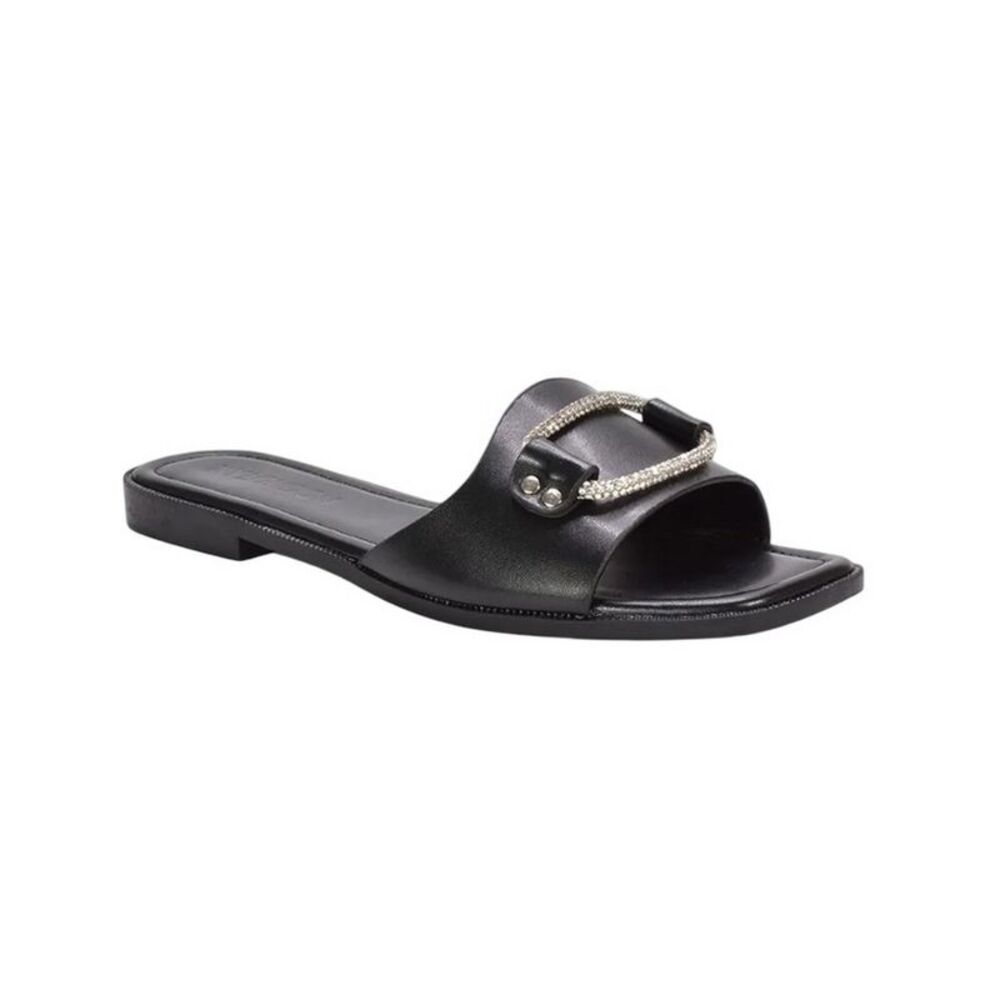 XY London Womens/Ladies Annie Sparkle Diamante Flat Sliders / Black